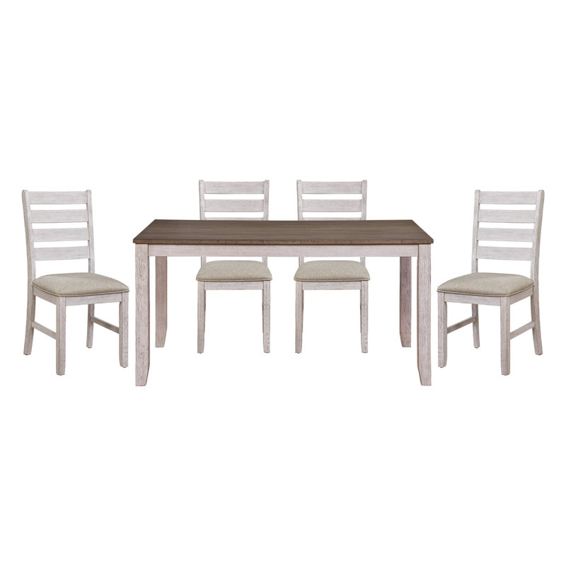 Table de salle à manger rectangulaire en bois et chaises d'appoint, 5