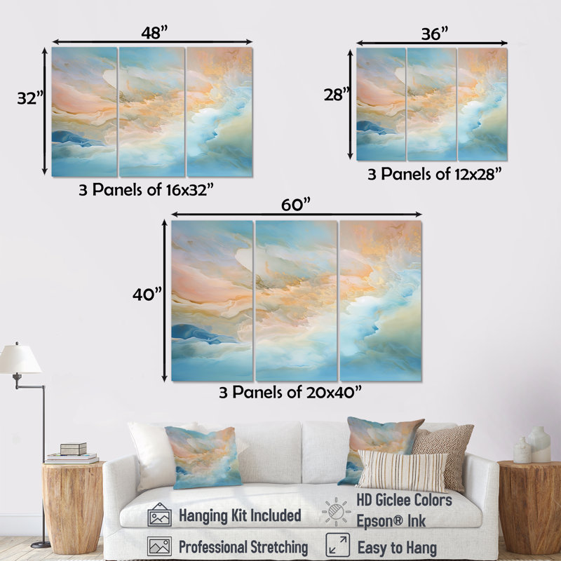 «Clouds Charm», art mural sur toile, Toile tendue, H 40 po x l 60 po x P 1 po