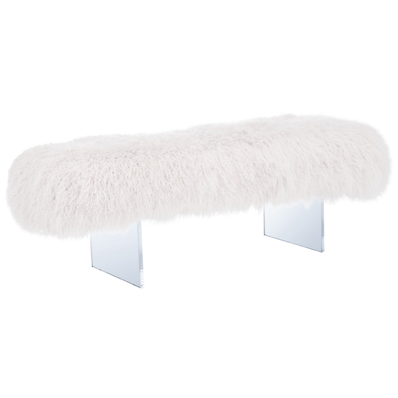 Repose-pieds standard rectangulaire de 49,4 po de largeur, Peau de mouton blanc