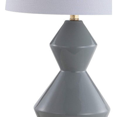 Lampe de table géométrique en céramique et en métal avec abat-jour en coton, homologuée ETL, ampoule à économie d'énergie incluse, design contemporain pour chambre à coucher, salon, bureau