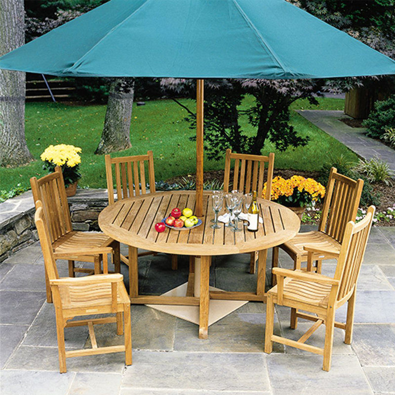 Essex Outdoor Round Teak Dining Table, 60" W x 60" L x 29" H