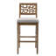 Solid Wood Counter Stool With Upholstered Seat In Oak And Grey, Assembly Required Grey Construction Seat,