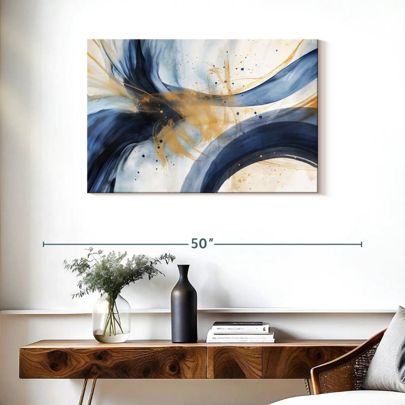 Bleu abstrait et beige Avery, H 24 po x l 36 po