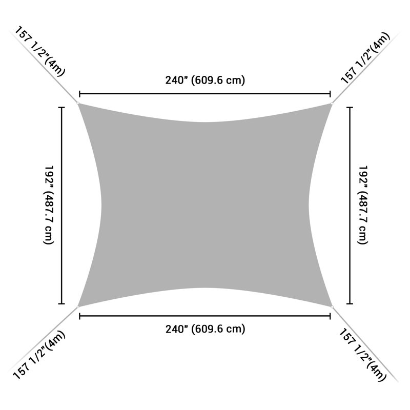 Off-White HDPE Rectangle Sun Shade Sail for Patio, 16' x 20'