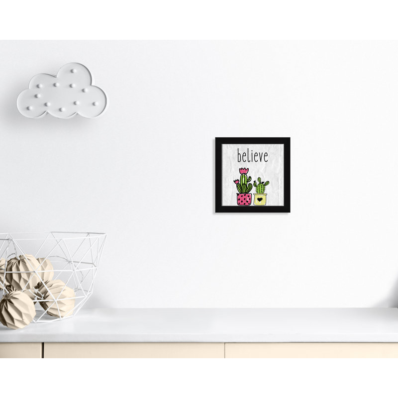 Cactus B, art encadré, H 12 po x l 12 po x P 0,6 po, Encadré plat noir
