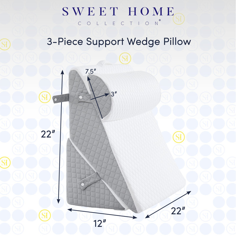 3-Piece Support Wedge Pillow Set With High Density Foam By Sweet Home Collection®
