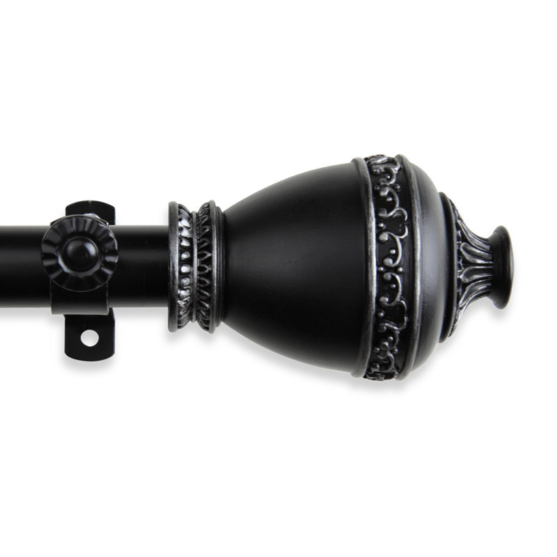 Tringle à rideaux simple baie vitrée réglable de 28 po à 48 po Jaquelin, 18 po à 28 po (chaque côté), Noir