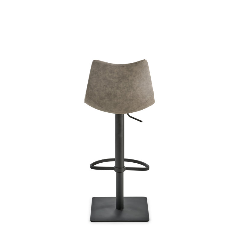 Aerin Swivel Upholstered Faux Leather Adjustable Height Bar Stool, Black/Vintage Mud