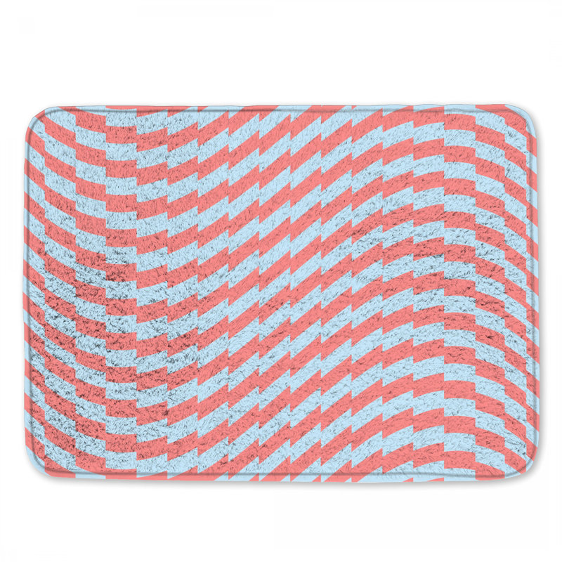 Tapis de bain rouge, bleu et zigzag, L 24 po x L 17 po