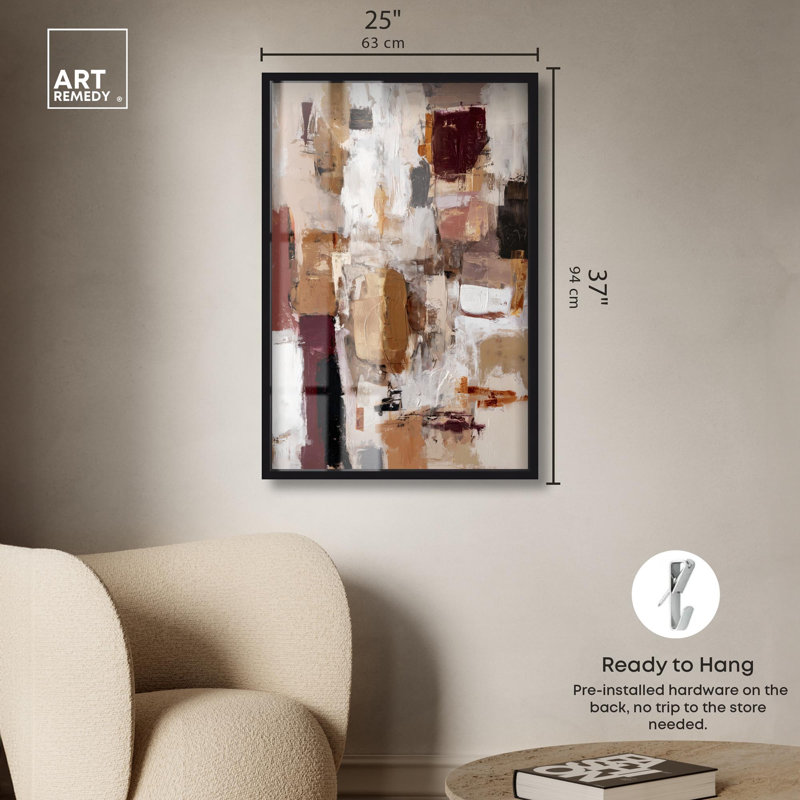 Décoration abstraite abstraite Harmony I Shadowbox Print par Art Remedy, cadre noir, 24 x 36, H 37 po x l 25 po, Cadre noir
