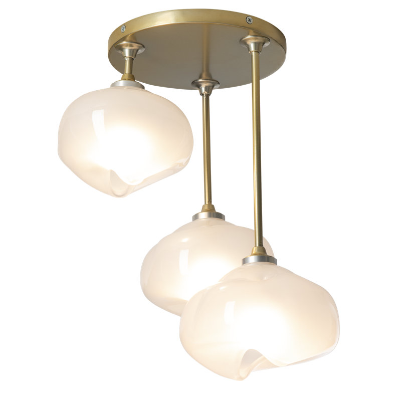 Plafonnier semi-encastré 3 lumières Ume, Laiton moderne