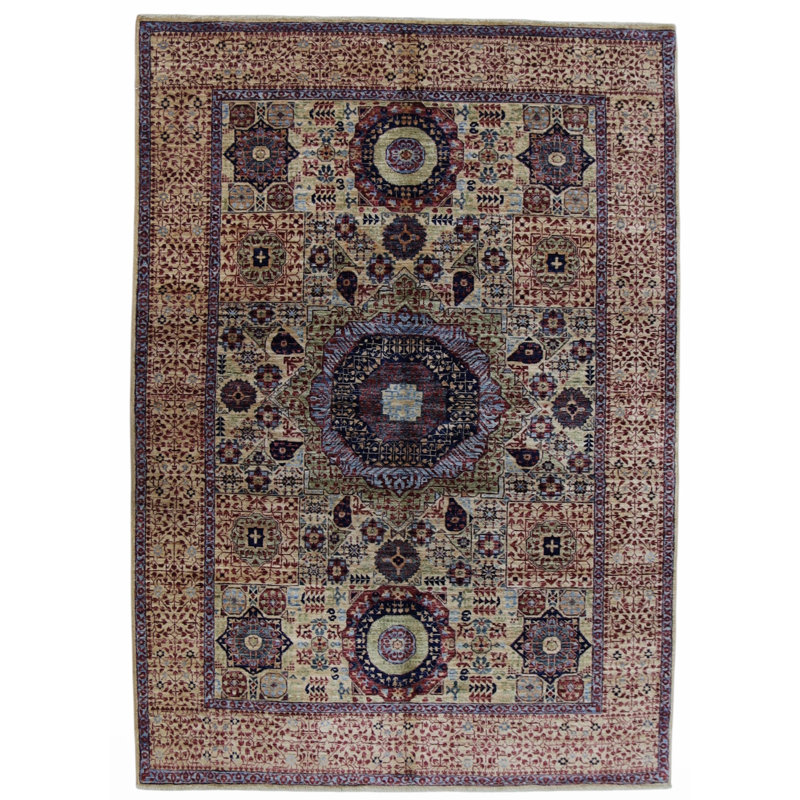 Hand Knotted Wool Area Rug in Beige