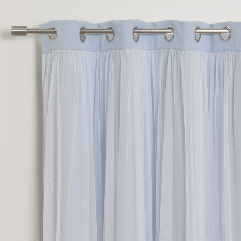 Yacine Polyester Blackout Single Curtain Panel Single Panel, Skyblue