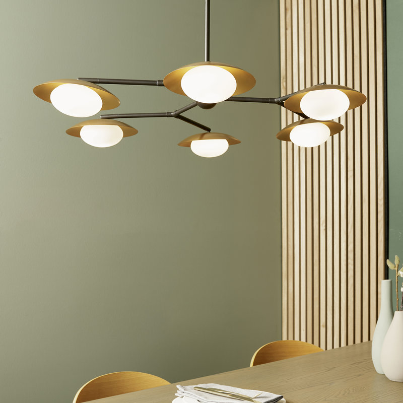 Modern 6-Light Gold/Bronze Chandelier