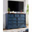 Commode 9 tiroirs, commode campagnarde de 54 po de largeur avec station de charge, finition patinée-1517739421