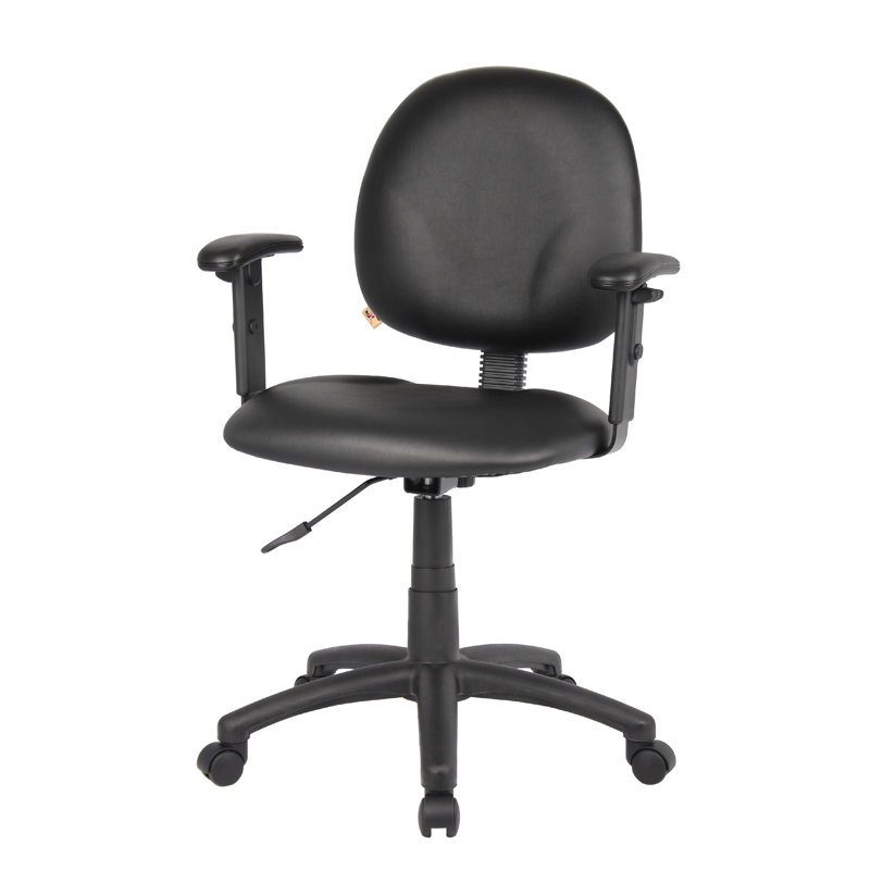 Blair Swivel Task Armchair With Contour Back, Caster Wheel, Black Vinyl