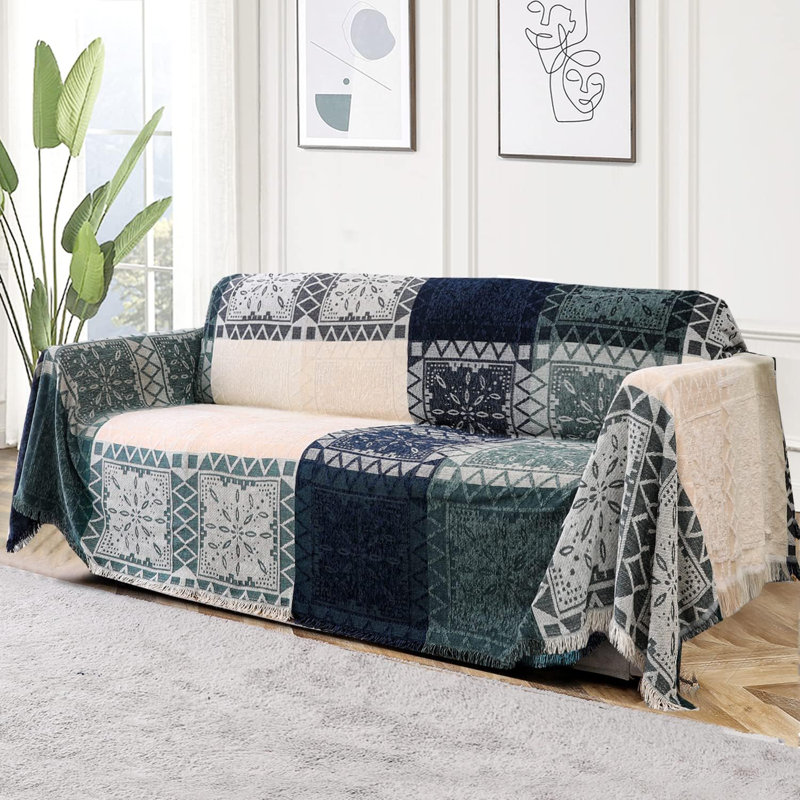 Housse de canapé Boho Housse de canapé en coton bohémien Housse de canapé pour canapé modulaire lavable Housses de canapé modulaires 71 po x 118 po / 134 po