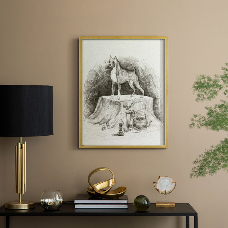 A Gentleman IV, reproduction encadrée - bois massif, H 30 po x l 24 po, Doré