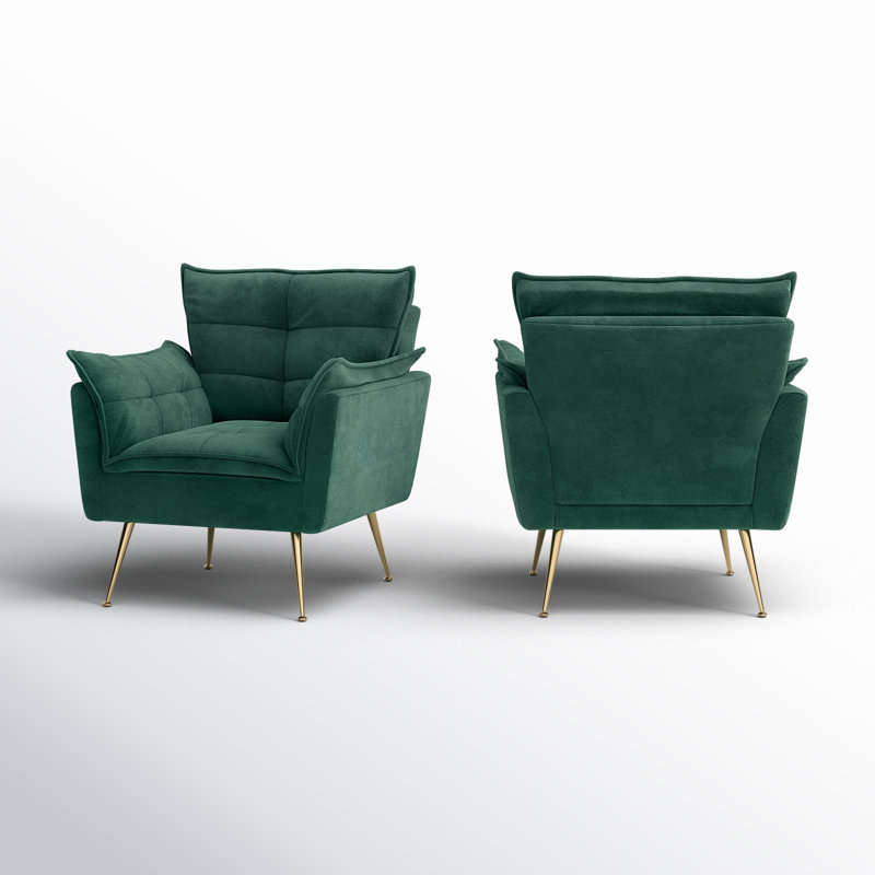 Toulouse Upholstered Armchair, Green Velvet