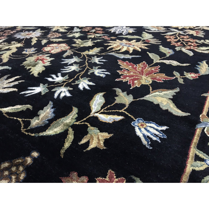 Hand-Knotted High-Quality Black Area Rug