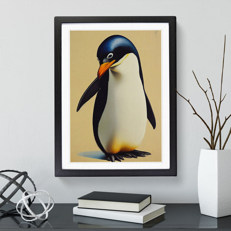 A Cute Penguin - Framed Print, Black Framed, 34cm H x 25cm W x 2cm D