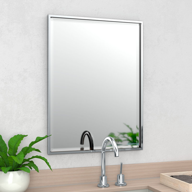 Miroir de salle de bain moderne avec cadre et cadre mural moderne | Miroir décoratif biseauté pour chambre à coucher, vestibule, salon | Mont paysage ou portrait