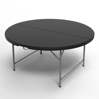 Plastic Round Folding Table, Portable Foldable Party Banquet Table for Camping Dining Outdoor Picnic