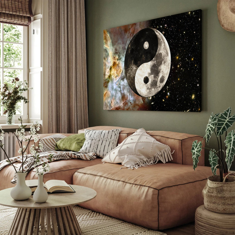 Affiche rétro rétro du symbole du yin yang, 12 x 18 pouces