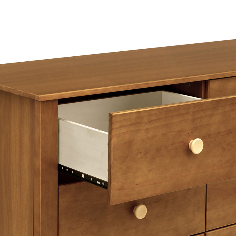 Chestnut and Natural Mid-Century Double Dresser with Ball Bearing Glides