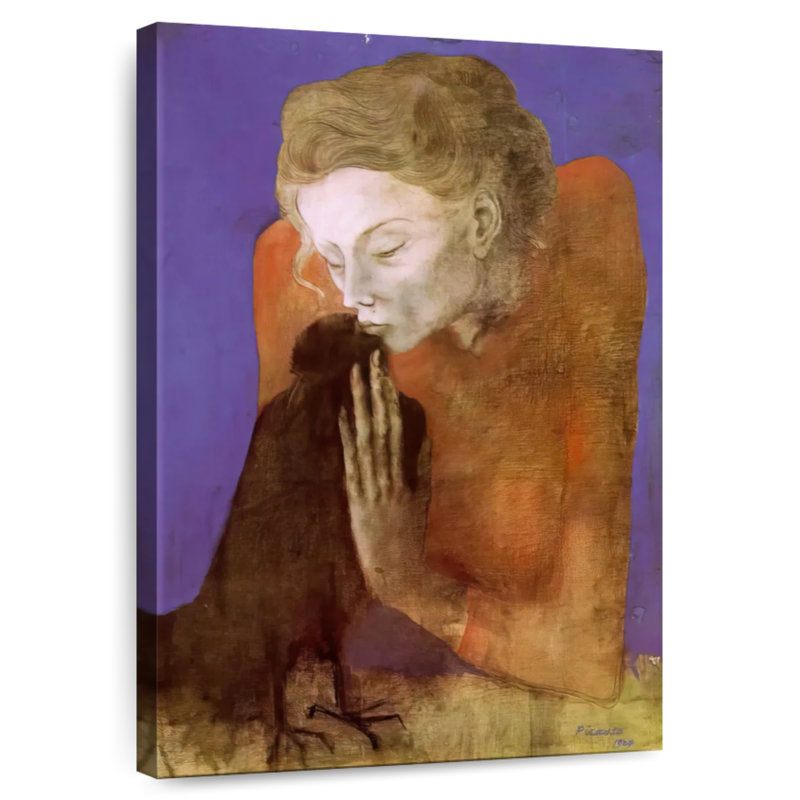 Femme Leisha avec un corbeau, H 30 po x l 20 po