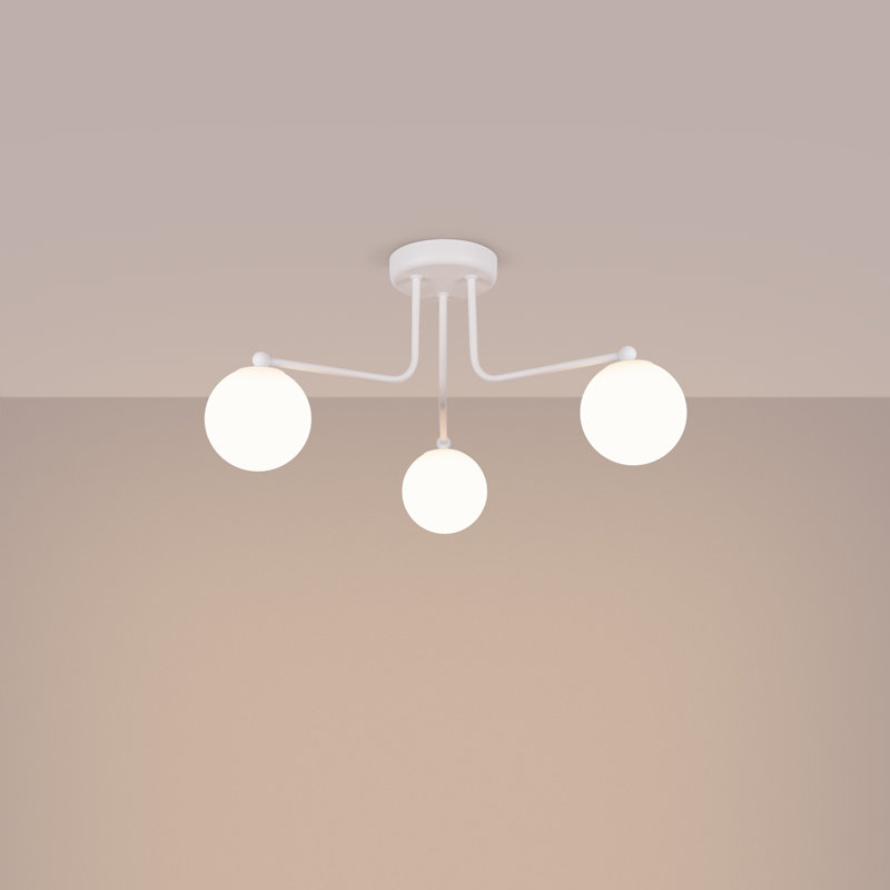 Chandelier, White, 29cm H x 62cm W x 62cm D, 3 Lights