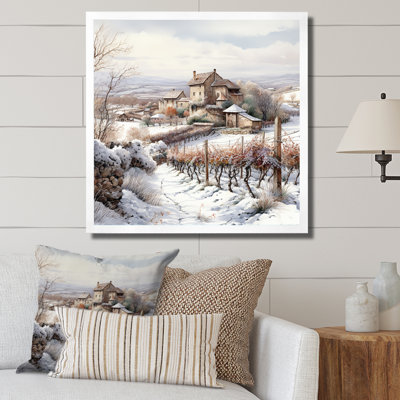 Vineyard Charm In Winter - Décoration murale vignoble