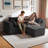 Boneless Modular Corduroy L Sectional Sofa,deep Seat Boneless Bean Bag Sofa-1764371088