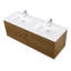 Meuble-lavabo flottant 4 tiroirs Lucille l 60 po x P 21 po en noyer doré miel avec double lavabo et plateau blanc-119296977