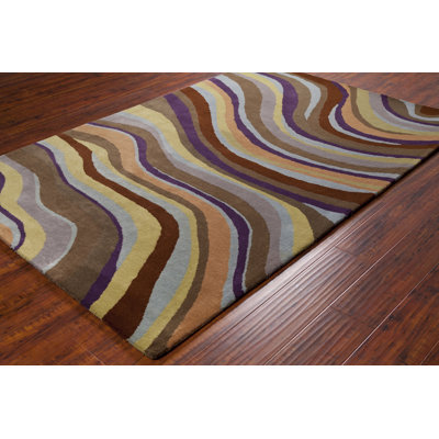 Ailey Authentic Hand-Tufted Handmade Gray, Green, Orange, Purple & Light Blue Modern Abstract Watercolor Swirl Wool Area Rug