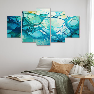 «Green and Yellow Gleaming Ink III», art mural abstrait à multiples collages décoratifs
