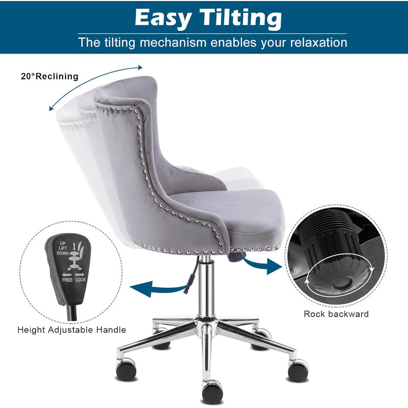 Matthias Task Chair Office Chairs Makeup chair, Chrome, Gray