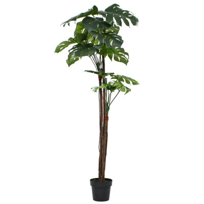 Artificial Monstera with Pot Decorative Monstera Plant Green