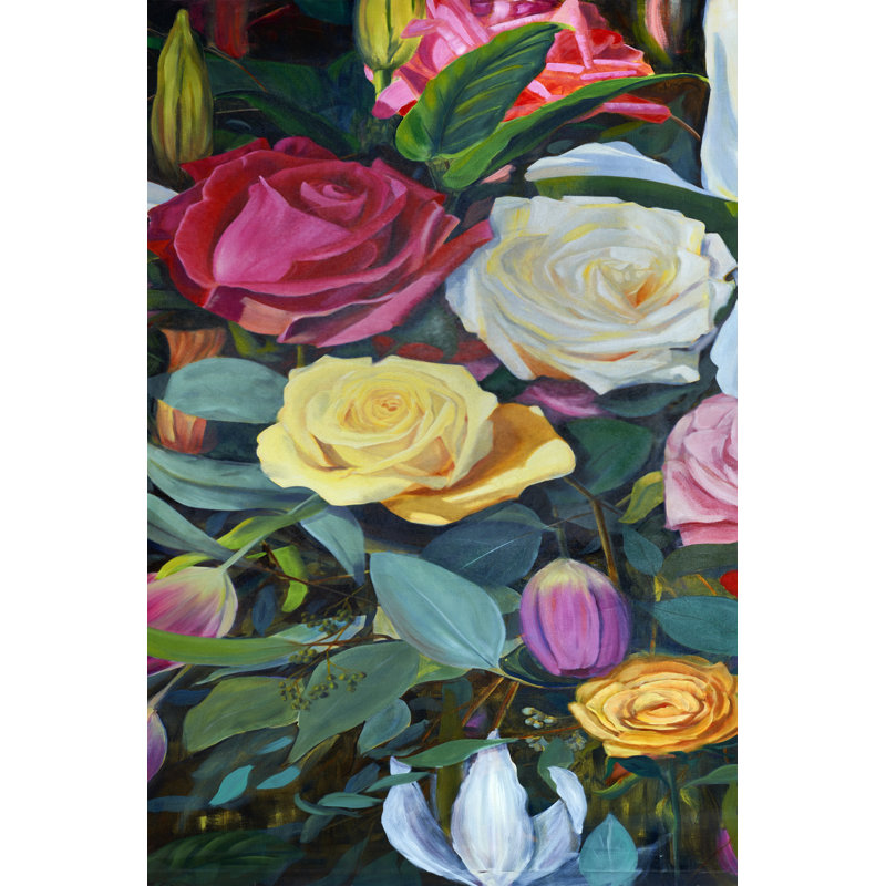 Baroque Flower Triptych II by Sandra Iafrate - Wrapped Canvas Painting, 46cm H x 30cm W
