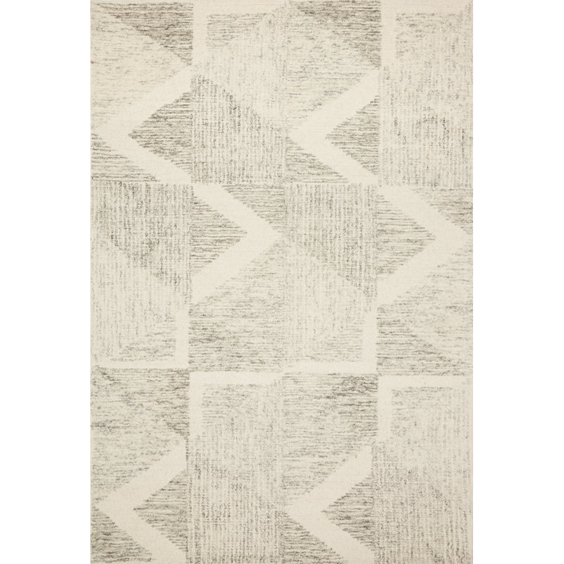 Tapis ivoire en laine touffeté à la main Manon, Rectangle 3 pi 6 po x 5 pi 6 po