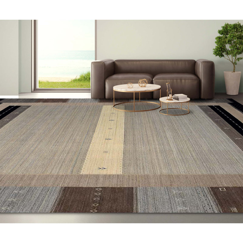 Tapis beige et rouille noué à la main de haute qualité, Rectangle 4 pi x 6 pi