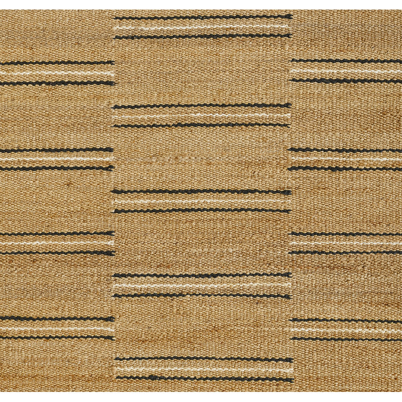 Handwoven Black Stripe Wool-Chenille 9' x 12' Area Rug