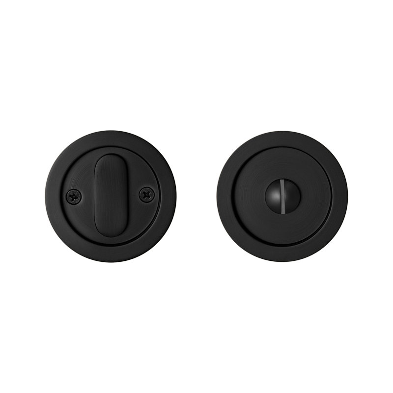 Pocket Door Hardware- Privacy with Finger Edge Pull, Satin Black