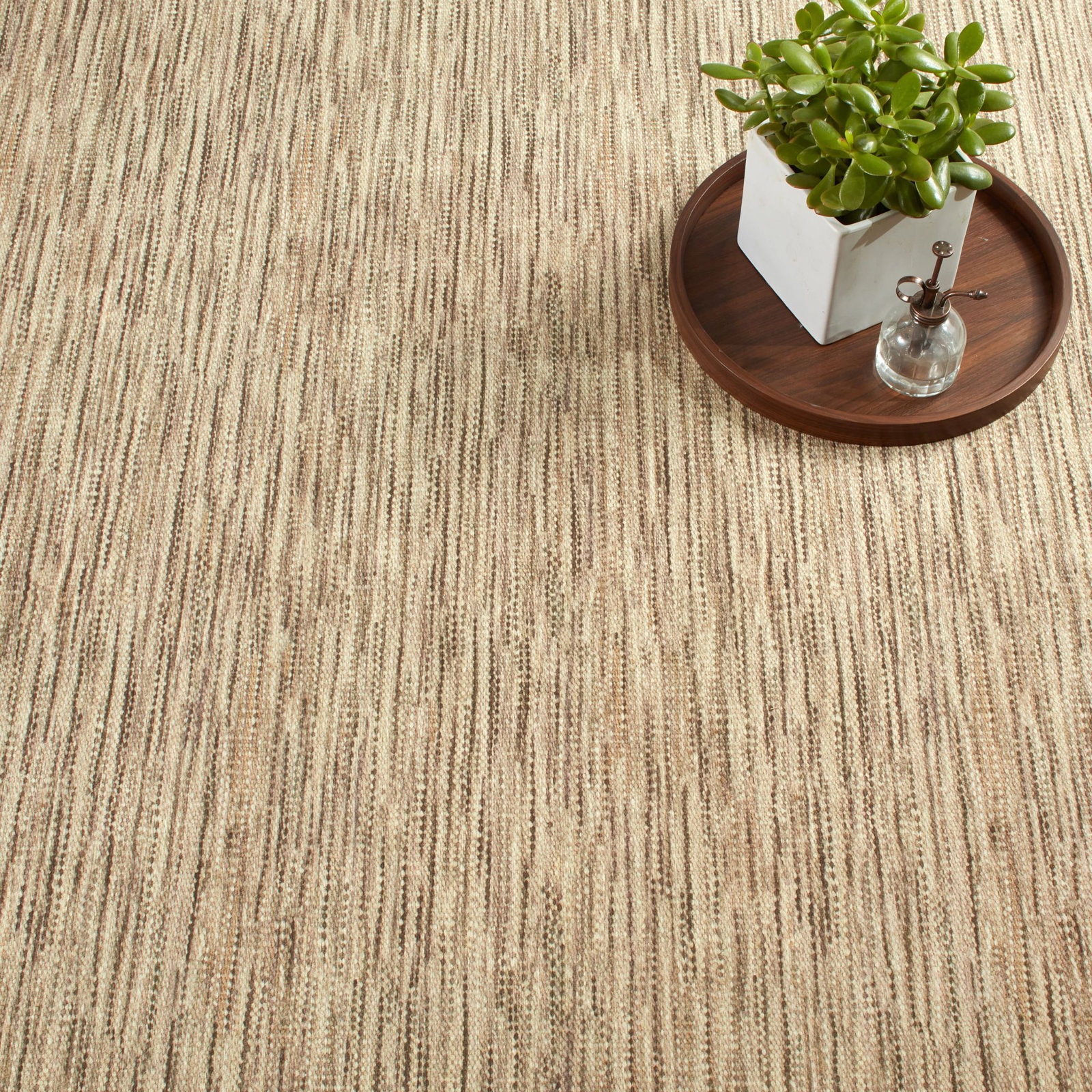 Clay Natural Machine Washable Striped Rug, Rectangle 5' x 8'