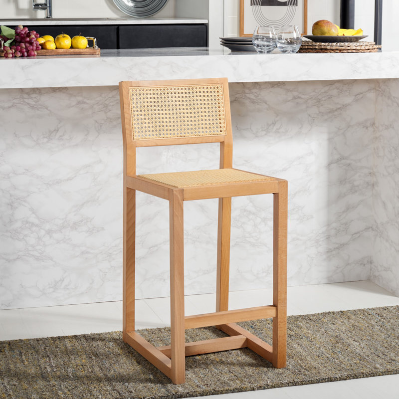 Tabouret de bar Cane, Naturel, Tabouret de comptoir