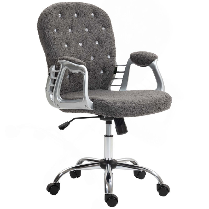Kimar Chair with Padded Armrests, Dark Gray, Teddy