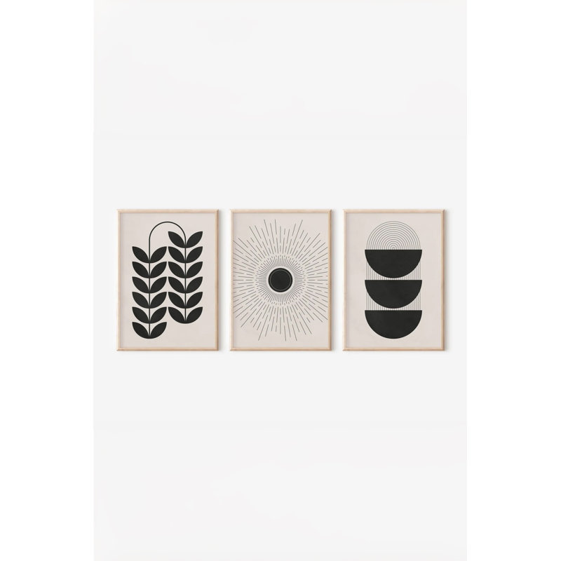 Ensemble de 3 peintures élégantes encadrées décoratives, 12,9 po x 18,9 po | Cadre 100% bois massif (épaisseur: 0,8 pouce), œuvre d'art 100% MDF | Impression numérique éclatante, parfaite pour la décoration de salon et de bureau