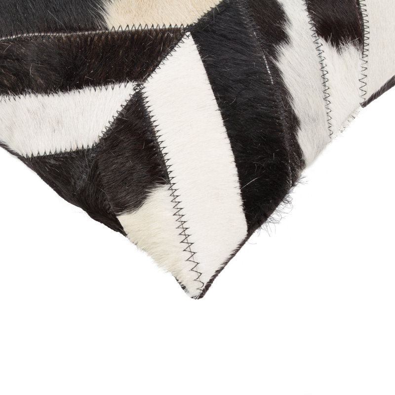 Housse et insert de coussin rectangulaire en cuir / suède lombaire Torino, Noir/naturel