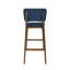 De 2 chaises de bar style Mid-Century - tissu bleu foncé, bois, pieds fuselés, style 2 - caoutchouc