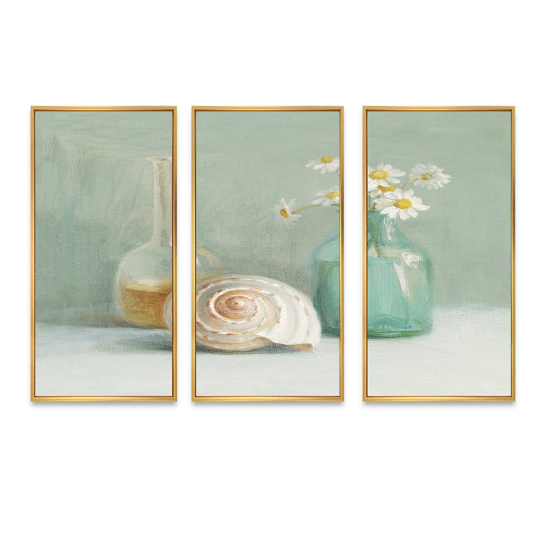«Pastel Bath III - Farmhouse», ensemble d'art mural sur toile encadré, H 20 po x l 36 po x P 1 po, Or